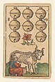Suit of Bells, from The Playing Cards of Hans Schäufelein, Hans Schäufelein (German, Nuremberg ca. 1480–ca. 1540 Nördlingen), Woodcut on paper colored with stencil, German