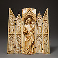 Folding Shrine with the Virgin and Child, Elephant ivory with metal mounts, French