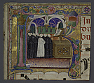 Monks Singing in an Initial "K" from a Choir Book, Bartolomeo Gossi da Gallarte (or Circle of), Tempera, ink, and gold on parchment, Italian