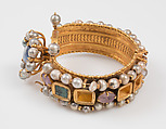 Jeweled Bracelet (one of pair), Gold, silver, pearl, amethyst, sapphire, opal, glass, quartz, emerald plasma, Byzantine