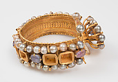Jeweled Bracelet (one of pair), Gold, silver, pearl, amethyst, sapphire, opal, glass, quartz, emerald plasma, Byzantine