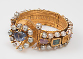 Jeweled Bracelet (one of pair), Gold, silver, pearl, amethyst, sapphire, opal, glass, quartz, emerald plasma, Byzantine
