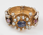 Jeweled Bracelet (one of pair), Gold, silver, pearls, amethyst, sapphire, glass, quartz, Byzantine