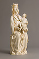 Enthroned Virgin and Child, Elephant ivory with traces of paint and gilding, French