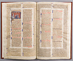 Bifolium with the Decretals of Gratian, Style of Master Honore (French), Tempera and gold on parchment, brown ink; modern leather binding, French