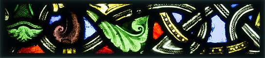 Foliate Border Section, Pot-metal glass, vitreous paint, and lead, French