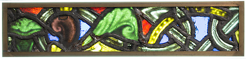 Foliate Border Section, Pot-metal glass, vitreous paint, and lead, French