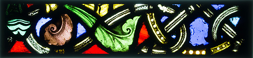 Foliate Border Section, Pot-metal glass, vitreous paint, and lead, French