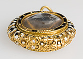 Christ Crucified between the Virgin and Saint John, Sardonyx, rock crystal, gold and enamel mount, French (?)