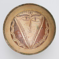 Bowl with Face, Earthenware, glazed and sgraffito, Byzantine