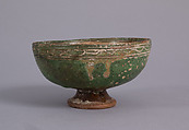 Bowl with Face, Earthenware, glazed and sgraffito, Byzantine