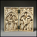 Diptych with Virgin and Child and Crucifixion, Elephant ivory with metal mounts, French