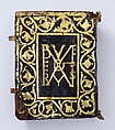 Gospel Book (so-called Small Bernward Gospel), Mss: Opaque paint, gold, and silver on parchment; Binding and front cover: Leather, copper worked in vernis brun; gilded copper, rock crystal, paint on parchment under horn (?) on oak. Byzantine ivory plaque, Northeast French and German (Hildesheim)