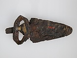 Belt Buckle Fragment, Iron, silver inlay, Frankish