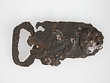 Belt Buckle Attachment Plate Fragment, Iron, silver inlay, Frankish
