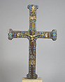 Processional Cross, Champlevé enamel, gilt copper and rock crystals, French
