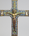 Processional Cross, Champlevé enamel, gilt copper and rock crystals, French