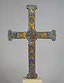 Processional Cross, Champlevé enamel, gilt copper and rock crystals, French
