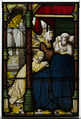 Glass Panel with Death Bed Scene, Jan van Diependale, Pot-metal glass and vitreous paint, South Netherlandish