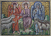 Separation of Sheep and Goats, Tesserae, glass in wooden frame, Byzantine