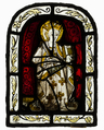 Saint Ursula, Pot-metal glass and vitreous paint, South Netherlandish