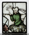 Prophet holding a Banderole, from a Tree of Jesse Window, Pot-metal, colorless glass, and vitreous paint, British
