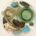 Fragments, Glass, wood, copper alloy, mortar and glazed earthenware (faience), Coptic