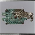 Belt Buckle Plate, Silver with garnets, gilt., Ostrogothic