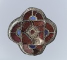 Quatrefoil Brooch, Gilded silver, garnets, blue glass, mother-of-pearl, Frankish