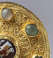 Disk Brooch with Cameo, Sheet gold, onyx, glass, and wire, Langobardic (mount); Roman (cameo)