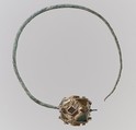 Earring, Silver (loop); gold, chrysoprase, glass, pearls, Frankish