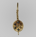 Earring, Gold, glass, and pearls., Langobardic or Byzantine (?)