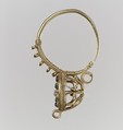 Earring, Gold, glass, and pearls., Langobardic or Byzantine (?)