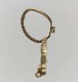 Earring, Gold and blue glass., Byzantine