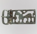 Belt Buckle with a Griffin, Copper alloy, "tinned" surface, Frankish