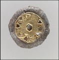 Disk Brooch, Gold, wire, paste, iron core, cabochon, Frankish