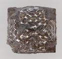Square Backplate of Belt Buckle, Iron, silver and brass inlay, Frankish