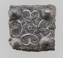Belt Plate Back, Iron with silver inlays, copper alloy rivets, Frankish