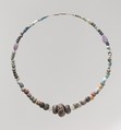 Beads from a Necklace, Glass, amethyst, quartz, glazed earthenware (faience), Frankish