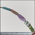 Beads from a Necklace, Glass, amethyst, copper alloy rings, Frankish