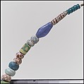 Beads from a Necklace, Glass, amethyst, copper alloy rings, Frankish
