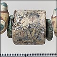 Beads from a Necklace, Glass, copper alloy rings, Frankish