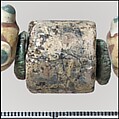 Beads from a Necklace, Glass, copper alloy rings, Frankish