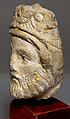 Head of a Bearded King, White marble, traces of red paint and gilding, French
