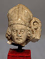 Head of a Bishop with Crozier, Limestone, traces of gilding, French