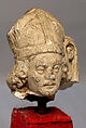 Head of a Bishop with Crozier, Limestone, traces of gilding, French