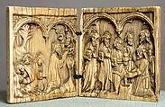 Diptych with Scenes from the Passion, Elephant ivory with iron hinges, French