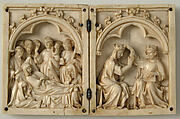 Diptych with the Death and Coronation of the Virgin, Elephant ivory with metal mounts, French
