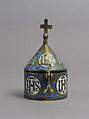Pyx, Champlevé enamel, copper-gilt, French