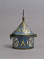 Pyx, Champlevé enamel, copper-gilt, French